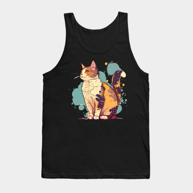 Japan Cat Thinking About Life - Cat Lover Tank Top by Freeman Thompson Weiner